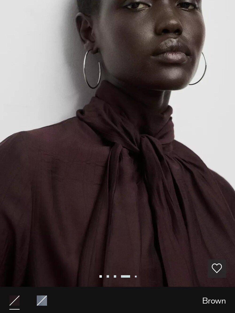 Mango Plum Textured Foulard Blouse with Scarf Tie - Picture 7 of 12